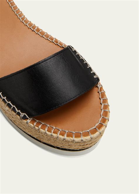 See by Chloe Glyn Leather Flatform Espadrille Sandals